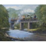 Philip D. Hawkins - 'Crossing the Dart', late 20th century oil on canvas, signed recto, titled label
