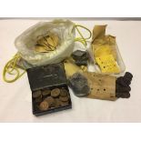 A collection of 100+ British pennies 1912 to 1920s together with a large bag of assorted coins to