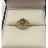 18ct gold ring set with 8 seed pearls (worn) and central stone missing. Size P, weight approx 2.6g.