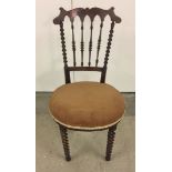 A Victorian Barley Twist fruitwood bedroom chair a/f.