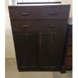 A dark wood hall cupboard 2 drawer over 2 cupboards, approx 84 x 122cm.