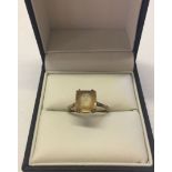 Ladies 15ct dress ring with citrine stone - stone scratched. Size P1/2, weight approx 3.3g.