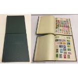 2 green Stanley Gibbons albums of world stamps.