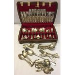 A Webber & Hill A1 plate canteen of cutlery together with a quantity of mixed silver plated