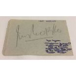 A page from an autograph book showing signatures from Ivor Novello and Len Camber both dated 1945.