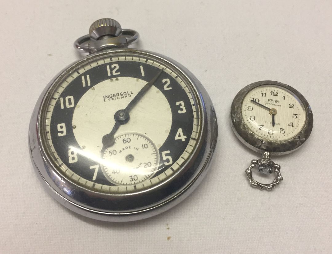 2 pocket watches, an Ingersoll Triumph together with a small ladies Fero.
