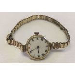 Ladies vintage watch with 9ct gold case and rolled gold bracelet. Total weight 24.5g.