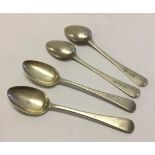 4 Georgian silver teaspoons with 'M' initial monogram. Hallmarked 1816. Approx weight 77.8g.