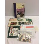 A box of loose British and foreign stamps together with 2 Hornby Stamp Album kits and an Ace