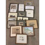 A quantity of framed & glazed pictures to include watercolours and etchings.