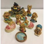 10 unboxed Pendelfin figurines: Sergeant Cuff, Pieface, Peeps, Robert Moppit, Oliver, Pooch,