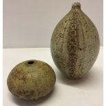 2 pieces of studio pottery, tallest 19cm tall.