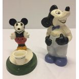 2 vintage ceramic Mickey Mouse figures i) Japanese c1930s (Pie Crust Eye) and ii) Continental