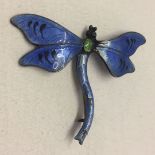 A silver and enamel dragonfly brooch, 5cm wide. Has JA&S mark for John Atkins and Son.