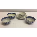A collection of 18th century English and Chinese porcelain teabowls including Worcester, New Hall