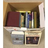 A box of books to include books on antiques.