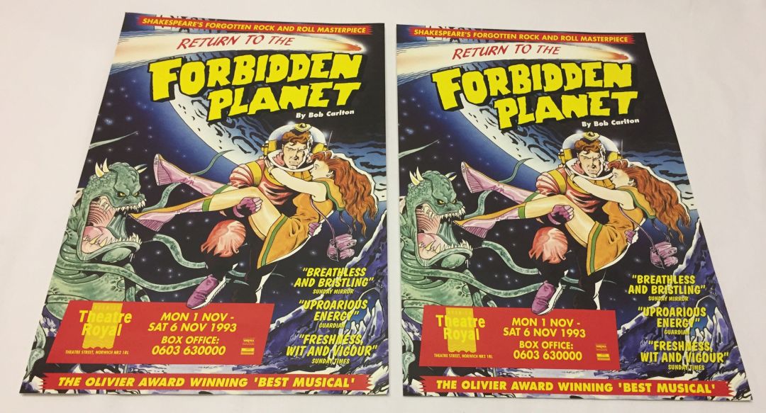 2 original theatre posters 'Return of the Forbidden Planet'. Norwich Theatre Royal 1993. 38.5 x 25.
