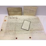 3 antique indenture certificates dating 1798, 1870 & 1881 relating to properties in Ipswich, Norwich