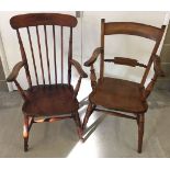 2 vintage wooden farmhouse carver chairs.