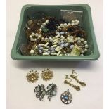 A small selection of costume jewellery and misc items to include; Sarah Coventry earrings, glass