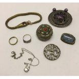 An assortment of vintage jewellery comprising a snake, bracelet with amethyst stone inset in head, a