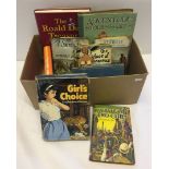 A box of vintage childrens books to include Girls Choice and Adventure Stories for Girls.