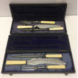 2 boxed Sheffield stainless steel carving sets.