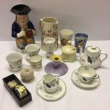 A collection of 19th & 20th century ceramics to include Belleek trinket pot, Royal Doulton