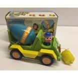 A vintage boxed Cragstan pull toy cement mixer.
