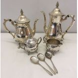 A small quantity of silver plate items by Viners comprising: coffee pot, tea pot, sugar bowl, milk