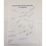 A sheet of autographs from the Gloucestershire County Cricket Club dating from the late 1990s.