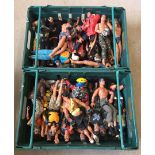 2 crates of Action Man figures in varying conditions,