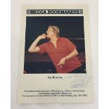 A signed photograph of Eric Bristow dated 1985 to commemorate the opening of Mecca Bookmakers.