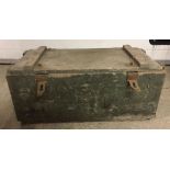 A large pine tool box with contents. Approx 74 x 30cm.