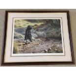 A Steven Townsend signed Ltd Edition print 'Breeze'. Black Labradour dog. 254/600 with embossed