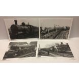 2 sets of 4 black and white prints. Limited Edition depicting railway scenes. Approx 45 x 32cm.