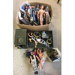 A box of approx 30 modern Action Man figures, accessories and a lorry.