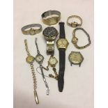 A quantity of ladies and gents vintage watches together with a modern Accurist gents watch in