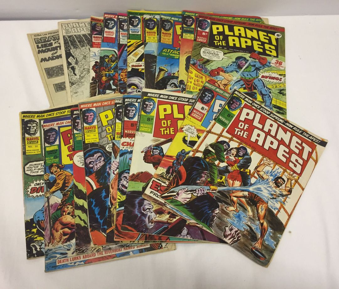 19 1970s Planet of the Apes comics by Marvel. 2 comics without covers.