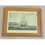 A framed & glazed print of 'The Lord Lowther' ship. Approx 36 x 23cm.