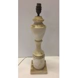 A white alabaster lamp base approx 46cm high.