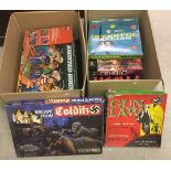 2 boxes of vintage board games to include Colditz, Gun Law and Interpol Calling.