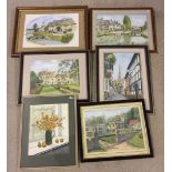 A collection of 6 framed & glazed watercolours by J.W. Alston. Largest approx 36 x 24cm.