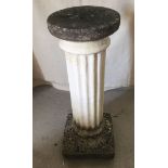 A concrete garden column stand for a plant pot. Approx 68cm.