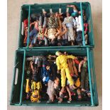 2 crates of Action Man figures of varying condition, mostly dressed.