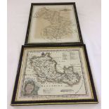 2 framed & glazed vintage maps Berkshire & Cambridgshire. Largest approx 28 x 23cm.