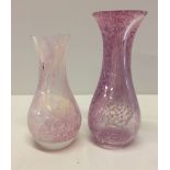 2 Caithness Glass vases, both with pink designs. One 11cm tall and the other 14cm tall.