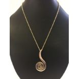 Contemporary design pendant by Newbridge Silverware on a silver chain. Pendant measures approx 6cm