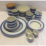 A quantity of T.G. Greene Cornish kitchen ware to include mixing bowl, egg cups, and bowls.
