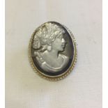 925 silver brooch with cameo style design. Also has bale to use as a pendant.